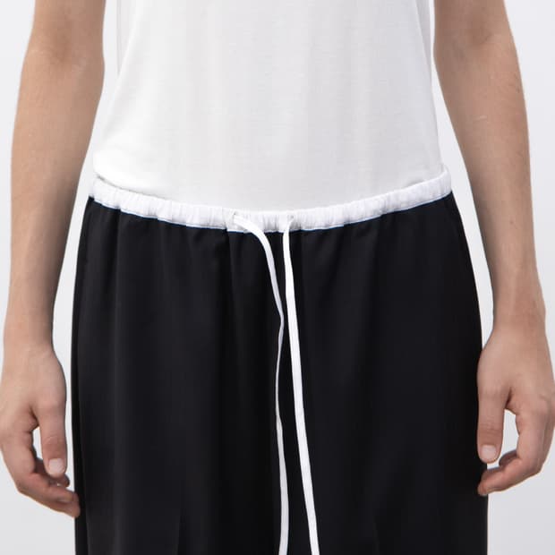 오브헤덴 스트라이프 울 와이드 팬츠