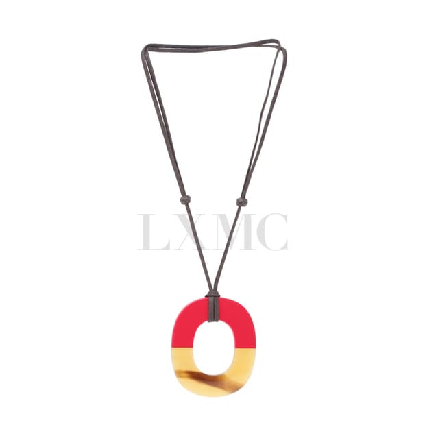 에르메스 호른 목걸이 버팔로 물소뿔 래커드 펜던트 롱 네크리스