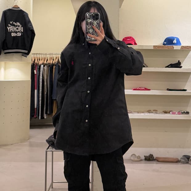 폴로랄프로렌 가먼트 다이 옥스포드 셔츠 블랙 U1573