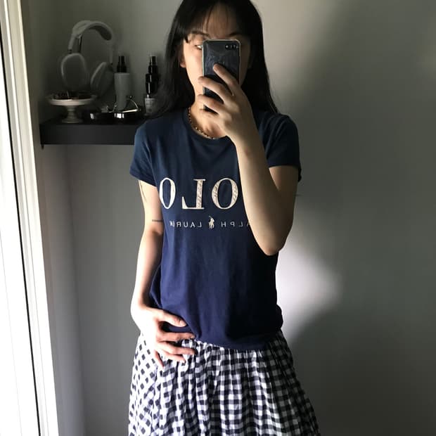 폴로 랄프로렌 중앙 스펠아웃 네이비 반팔티
