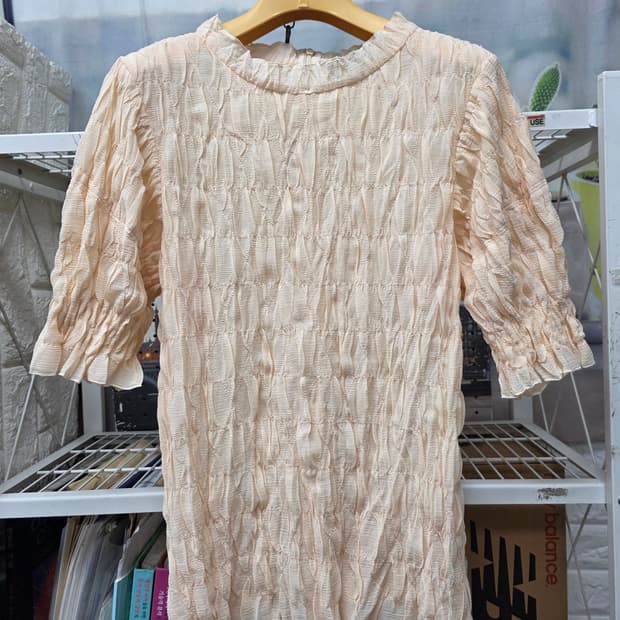 랑방 여성 반팔블라우스 55 크링클 주름 블라우스 WM79