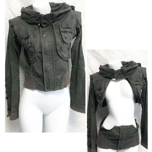 택포•빈티지 핀터깔 00s y2k 3-way 아카이브 하이넥 자켓