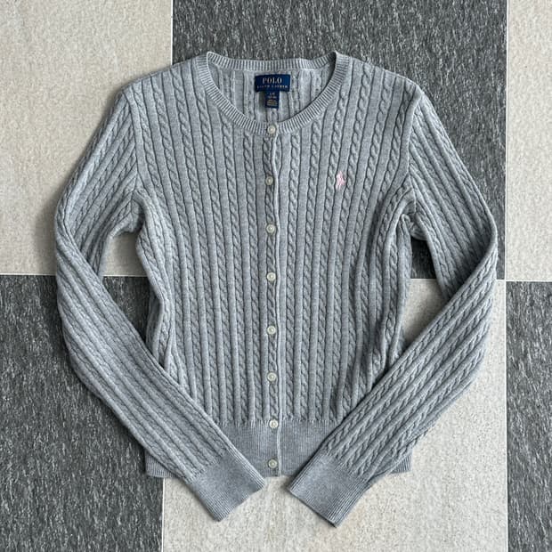 폴로 랄프로렌 그레이 케이블 니트 가디건 