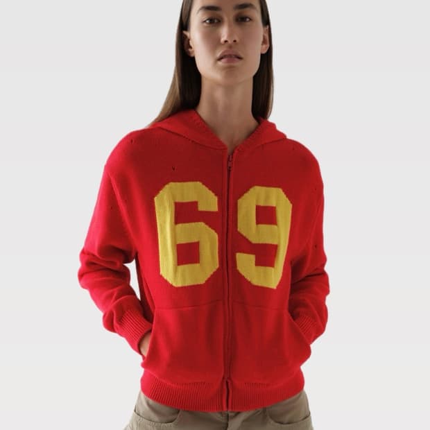 [XS,S,M]기마구아스 69 니트 후드 집업/레드