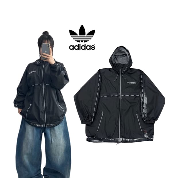 아디다스 90s 올드스쿨 사이드라인 오버핏 바람막이 자켓