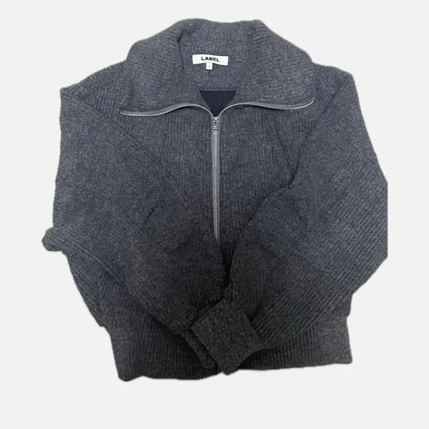라벨아카이브 퍼지 니트집업 자켓 그레이
