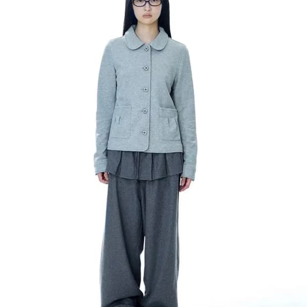 코이세이오 플리츠 오버 울 팬츠 그레이