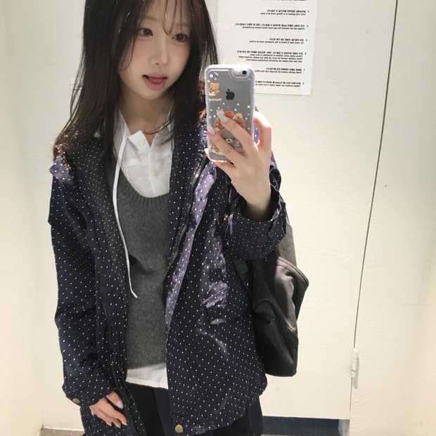 빈티지 네이비 도트 니혼진 코디세트