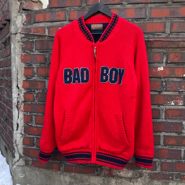 90s BAD BOY 스펠아웃 니트집업 