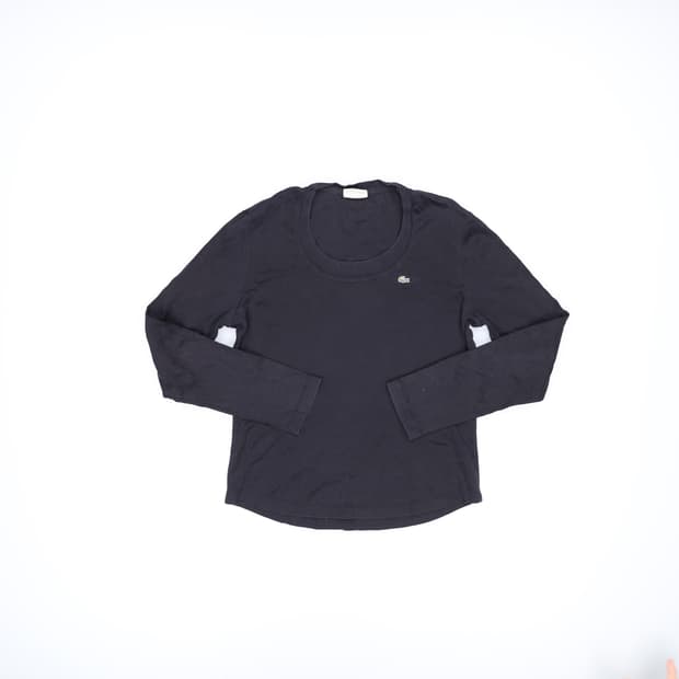 100 라코스테 여성 블랙 긴팔티 0317H1