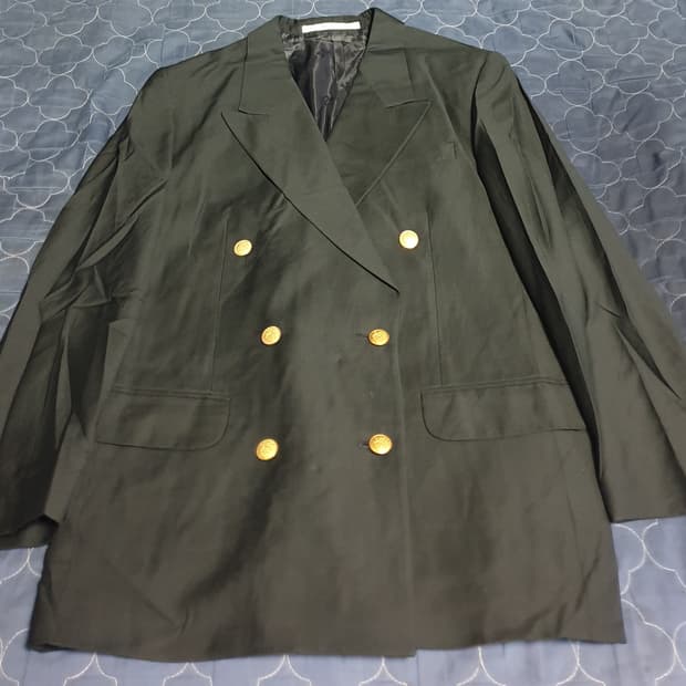 (빈티지) 닥스 브레스티드 금장 더블버튼 피크트라펠 블레이저 블랙 (M)