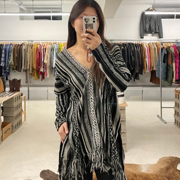 JOURNAL STANDARD fringe knit poncho 판초