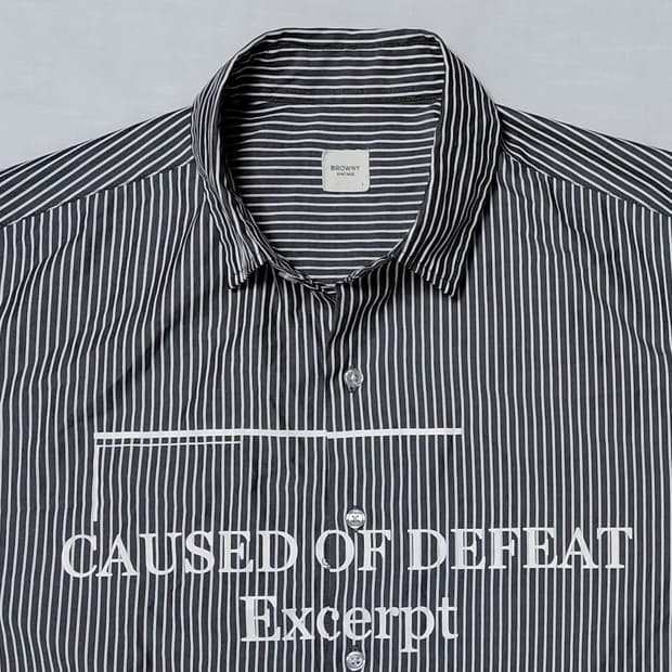 [L] 브라우니 빈티지 스트라이프 타이포그래피 오버핏 셔츠