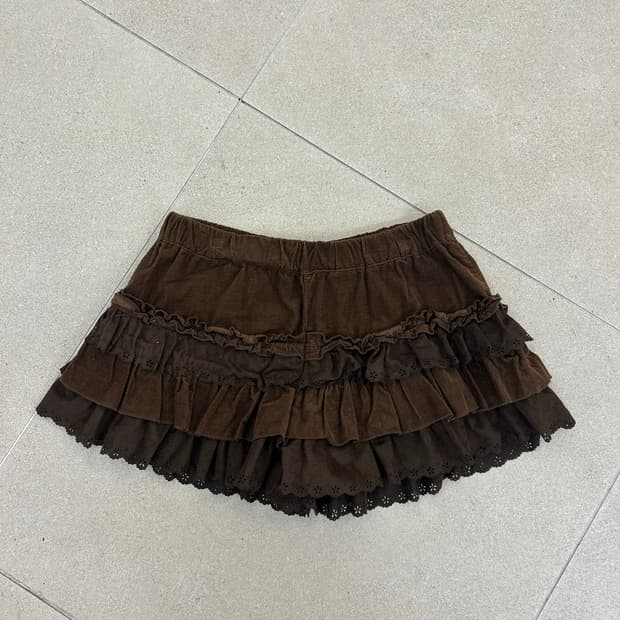 브라운 레이스 캉캉 치마바지