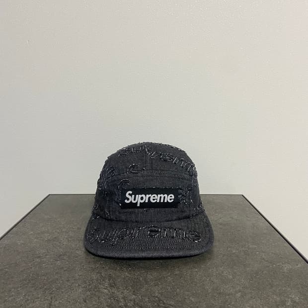 (OS) 슈프림 박스로고 캠프캡 모자 데님 블랙