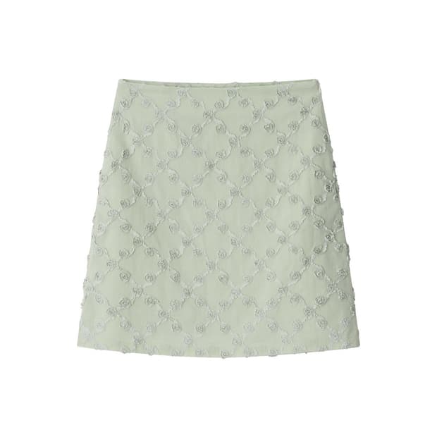 아모르샤이 FLORAL MIDI SKIRT - MINT