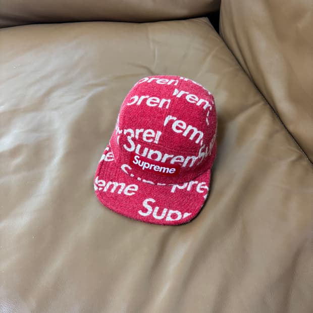 슈프림 캠프캡 모자 박스로고 해리스트위드 로고 레드