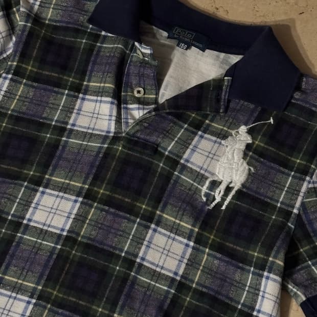 핵희귀!!🎊폴로 랄프로렌 빅포니 타탄체크 카라티