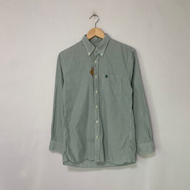 브룩스브라더스 스트라이프 셔츠 민트 그린 남성 S