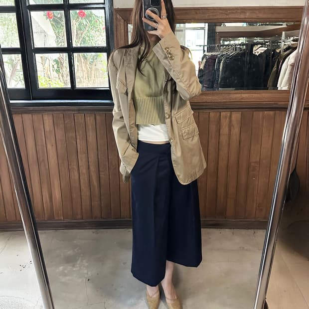 HYKE crop wide tapered pants