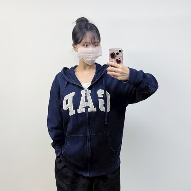 갭 GAP 스펠 로고 후드집업 네이비