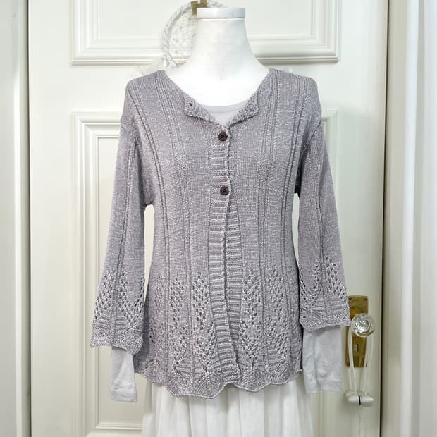 sheer lavender crochet cardigan&gray sli