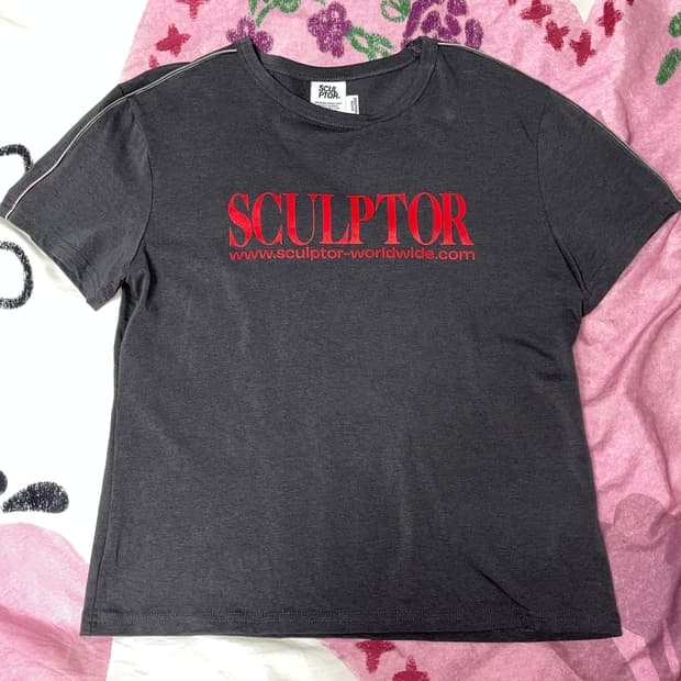 스컬프터 Classic Logo Piping Crop Top 차콜 M