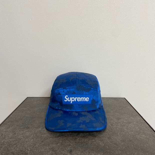(OS) 슈프림 박스로고 캠프캡 모자 카모 네이비