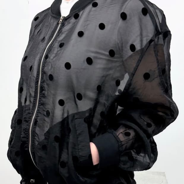 Sheer Dot See-through zip-up
