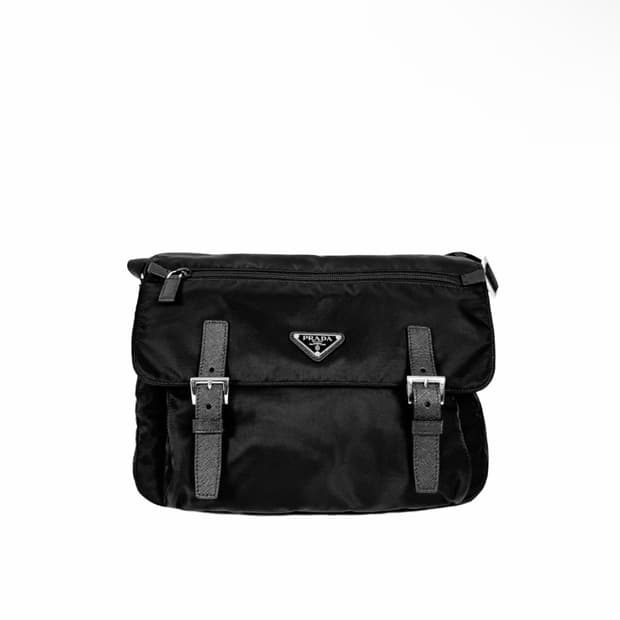 [M] 프라다 리나일론 삼각로고 투버클 메신저백 크로스백 블랙 미디움