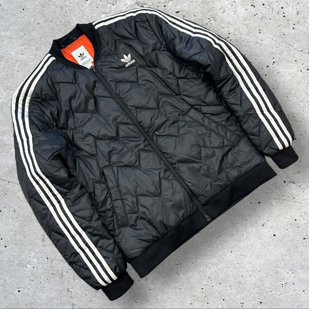 [2XL] 아디다스 퀄팅삼선 블랙 패딩 자켓 B66
