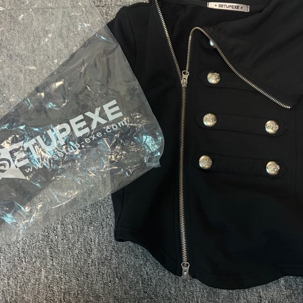 오늘만))셋업이엑스이 하이넥 자켓 나폴레옹자켓 블랙