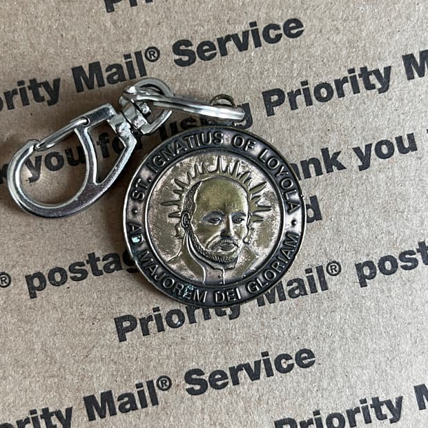 90s vtg St. Ignatius Medal Keyring