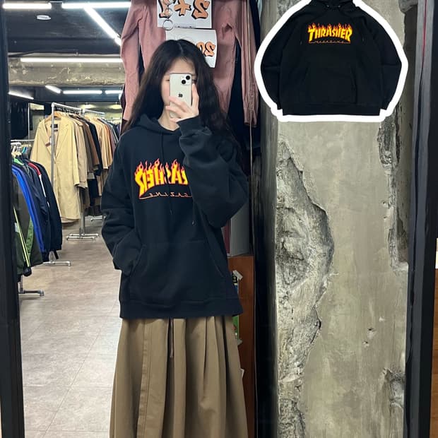 트레셔 기모 후드티 블랙 L  #csz3157