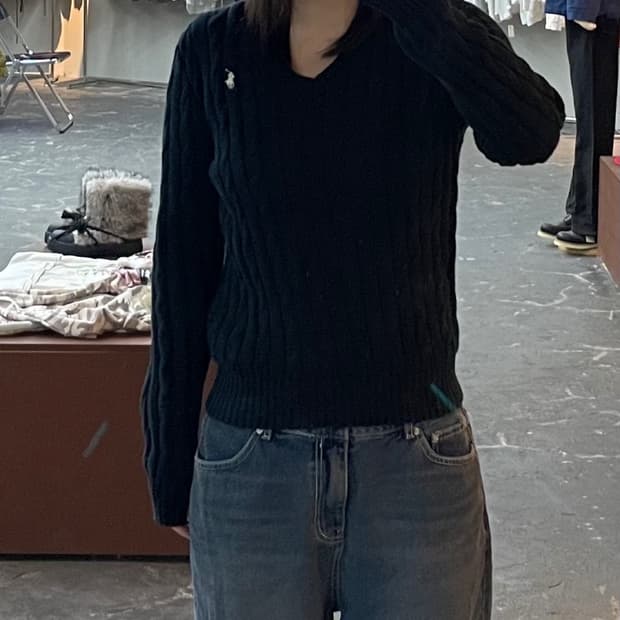 폴로랄프로렌 코튼 브이넥 케이블 니트 스웨터 H1372