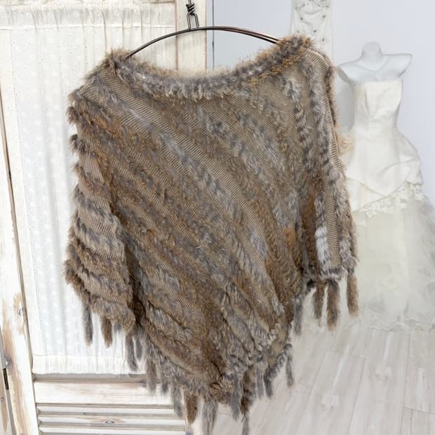 Mix brown rabbit fur cape