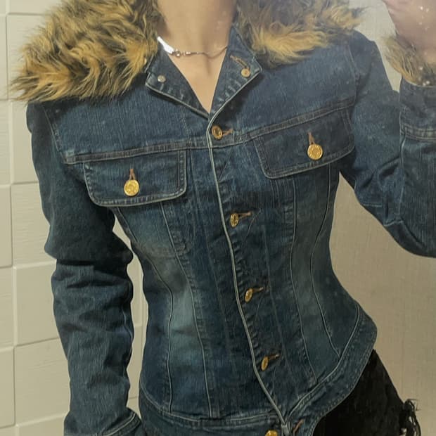 y2k 갸루 00's  펑크 빈티지 슬림핏 퍼청자켓