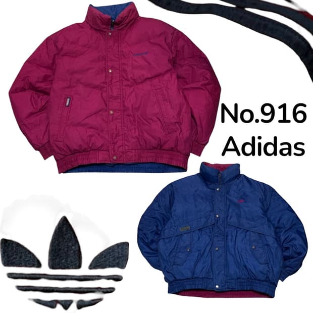 90‘s 아디다스 올드스쿨 리버시블 양면 오리털 패딩 L