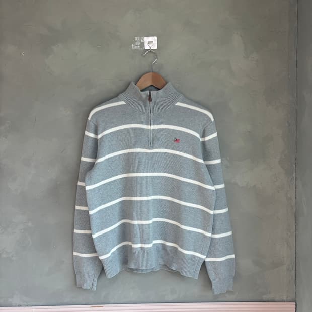 폴로 랄프로렌 성조기 니트 반집업 그레이