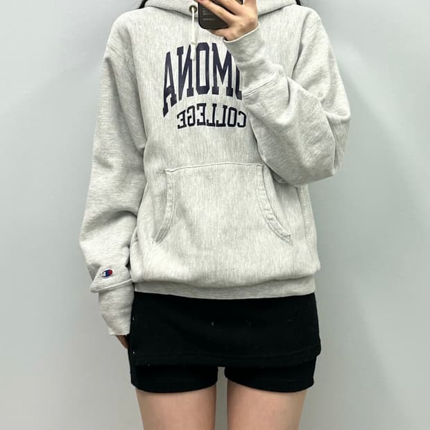 챔피온 리버스위브 컬리지 그레이 후드티