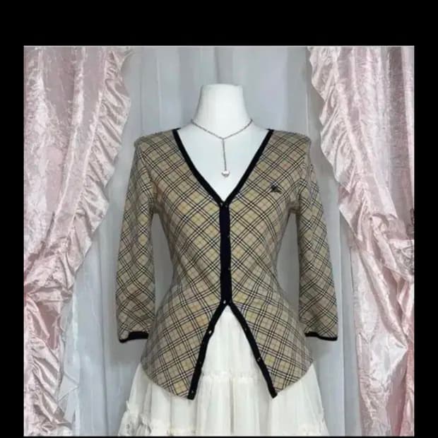 버버리 38 블루라벨 노바체크 브라운 가디 건 빈티지 라떼갸루 오네갸루