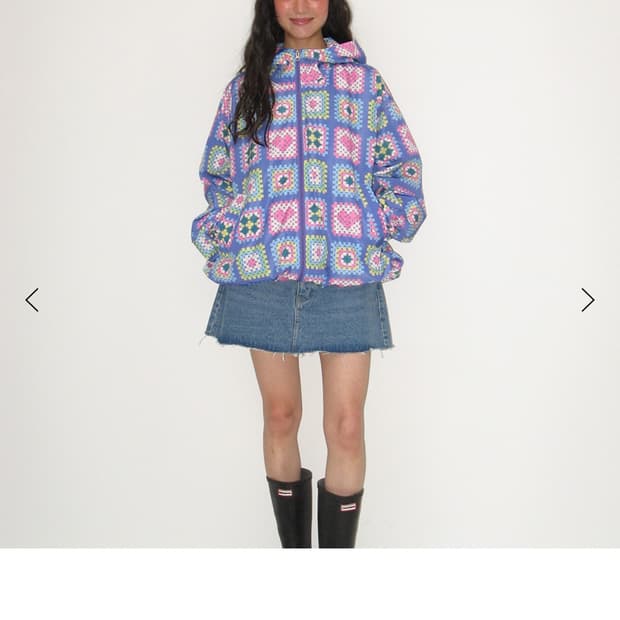 론론 하트 크로셰 패턴 후드 윈드브레이커 라이트 퍼플