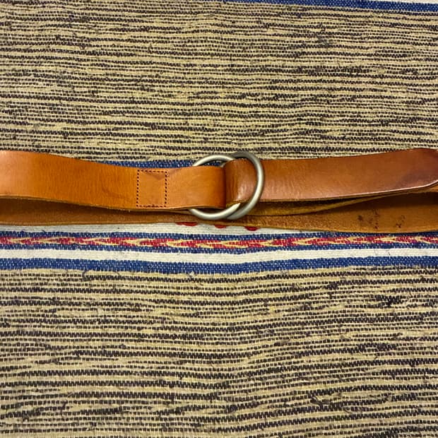 (29~34)90s japan 타케오키쿠치 카우 레더 더블 D링 가죽벨트