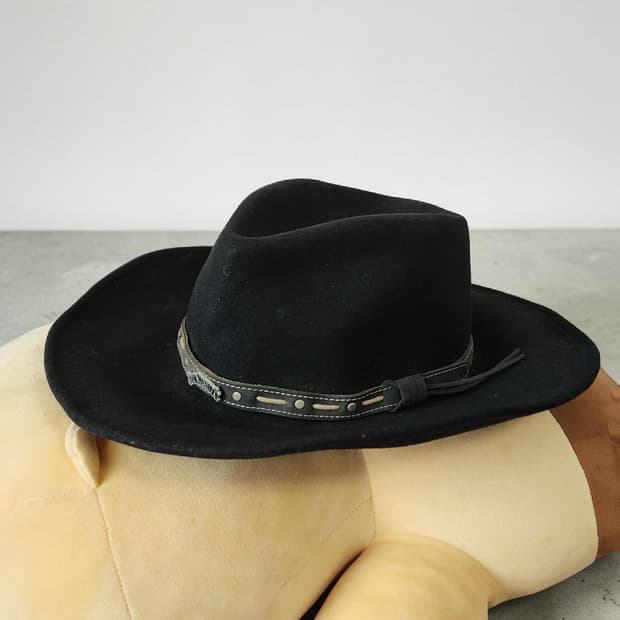 USA JACK DANIELS 블랙 울 페도라 웨스턴 카우보이 모자