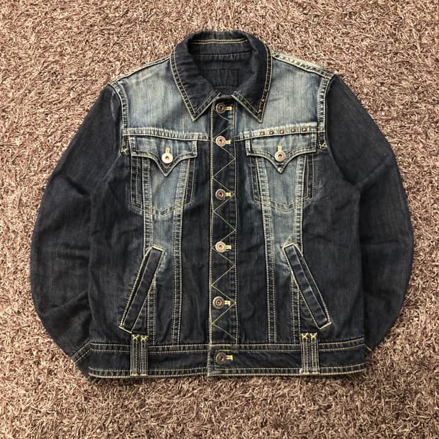 SMEX JEANS 빈티지 워싱 데님 트러커 자켓