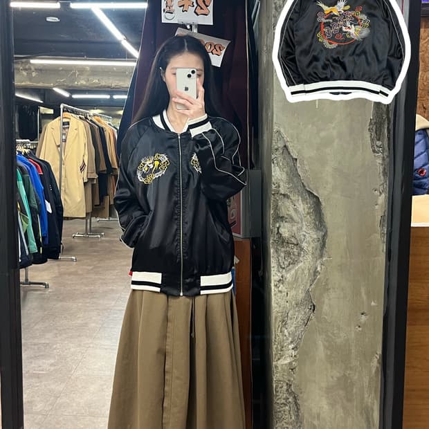 빈티지 자수 스카잔 블랙 M #csz3488