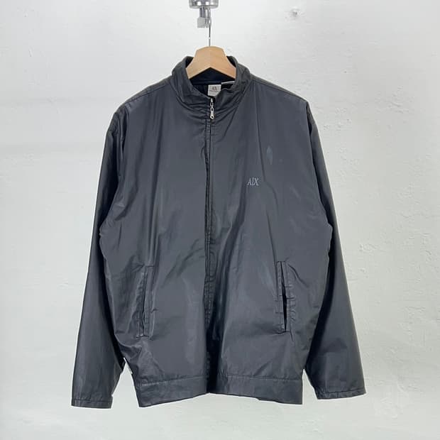 아르마니 익스체인지 블랙 폴리 쉘 스티치 트랙 자켓