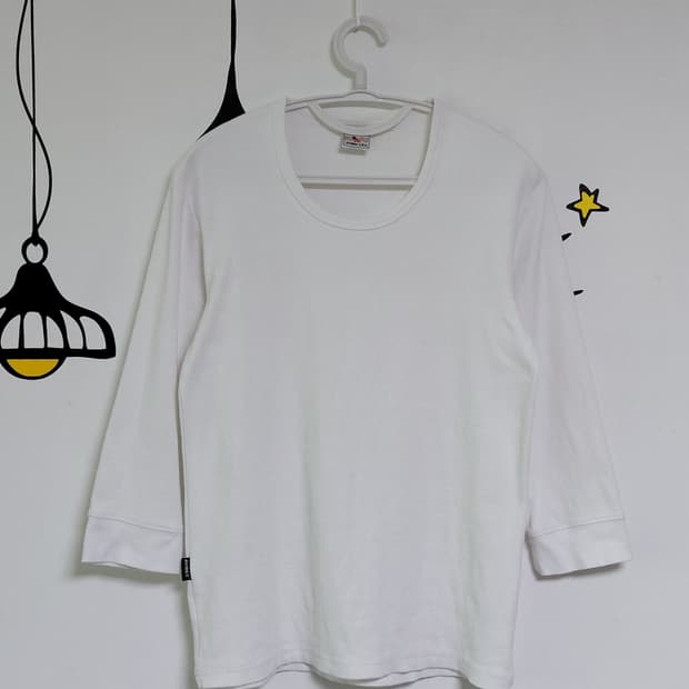 [L] 아비렉스(AVIREX) 데일리 U넥 7부 골지 티셔츠 (화이트)