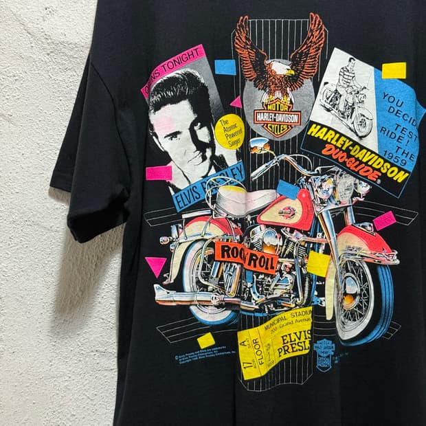 Harley Davidson X SSI 엘비스 프레슬리 빈티지 프린팅 티