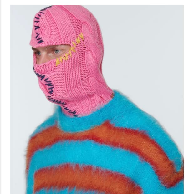 마르니 케이블 니트 후드 바라클라바 핑크 L